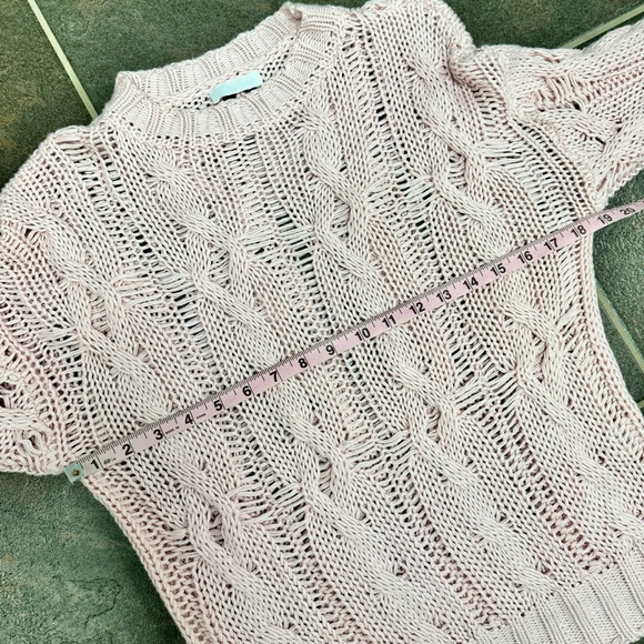 Sablyn Mitzy Pullover Crewneck Cable Knit Distressed Sweater Light Pink XS - Picture 9 of 12